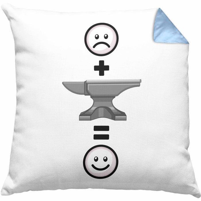 Schmied Kissen mit Füllung 40x40 Geschenk für Metallbauer Lustige Geschenkidee :( + Schmied = :) (Grau) Blau Trendation