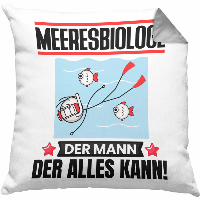 Meeresbiologe Kissen mit Füllung 40x40 Geschenk für Meeresbiologe Der Mann Der Alles Kann Geschenkidee zum Geburtstag (Grau) Grau Trendation