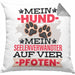 Hundebesitzer Kissen mit Füllung 40x40 Geschenk Hunde Mein Seelenverwandter Auf 4 Pfoten Geschenkidee Hunde Mama Frauchen Herrchen (Grau) Grau Trendation