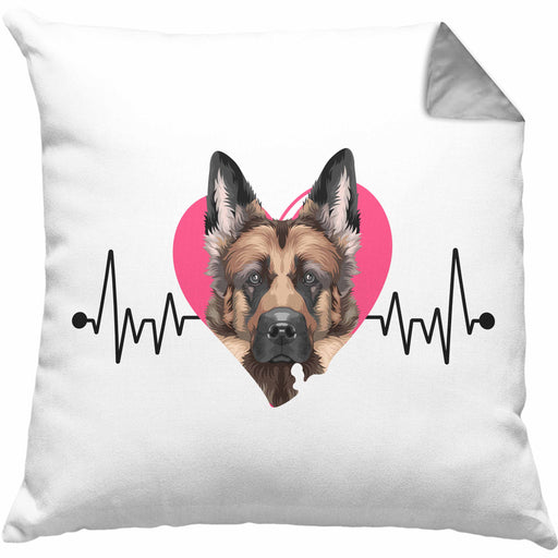Schäferhund Besitzer Kissen mit Füllung 40x40 Geschenk Lustiger Spruch Geschenkidee Herzschlag Schäferhund (Grau) Grau Trendation