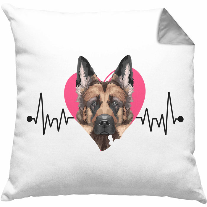 Schäferhund Besitzer Kissen mit Füllung 40x40 Geschenk Lustiger Spruch Geschenkidee Herzschlag Schäferhund (Grau) Grau Trendation