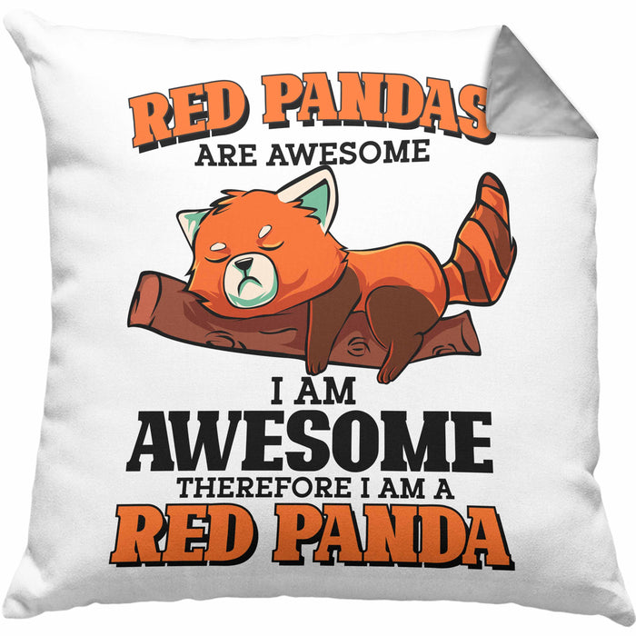 Lustige Roter Panda Kissen mit Füllung 40x40 Spruch Geschenk für Panda-Liebhaber (Grau) Grau Trendation