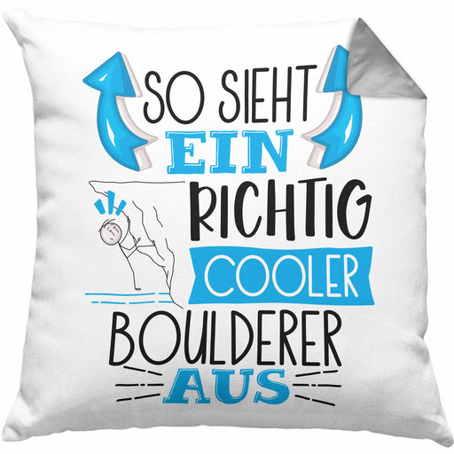 Boulderer Kissen mit Füllung 40x40 Geschenk So Sieht Ein RIchtig Cooler Boulderer Aus Geschenkidee Lustiger Spruch Geburtstag Bouldern (Grau) Grau Trendation