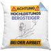 Bergsteiger Kissen mit Füllung 40x40 Geschenk Lustiger Spruch Geschenkidee für Bergsteiger Achtung Hochleistungs Bergsteiger Bei Der Arbeit (Grau) Blau Trendation