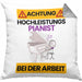 Pianist Kissen mit Füllung 40x40 Geschenk Lustiger Spruch Geschenkidee für Pianist Achtung Hochleistungs Pianist Bei Der Arbeit (Grau) Grau Trendation