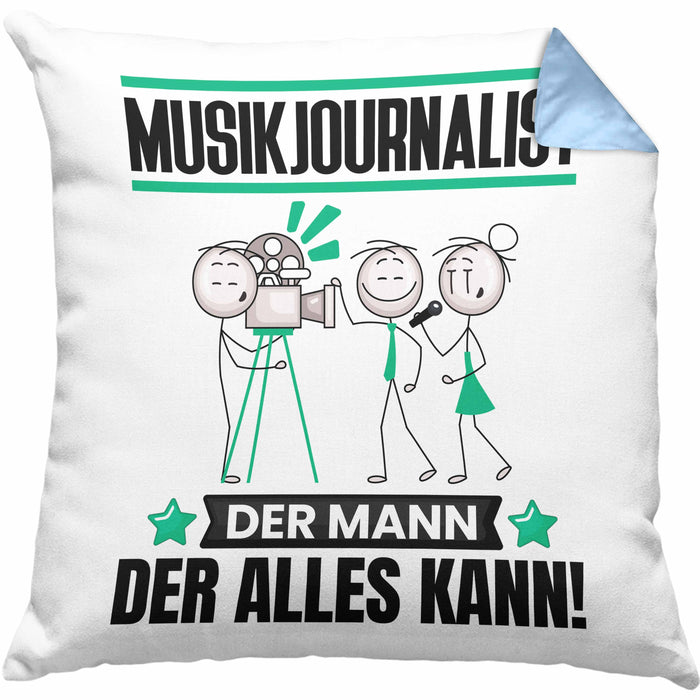 Musikjournalist Kissen mit Füllung 40x40 Geschenk für Musikjournalist Der Mann Der Alles Kann Geschenkidee zum Geburtstag (Grau) Blau Trendation