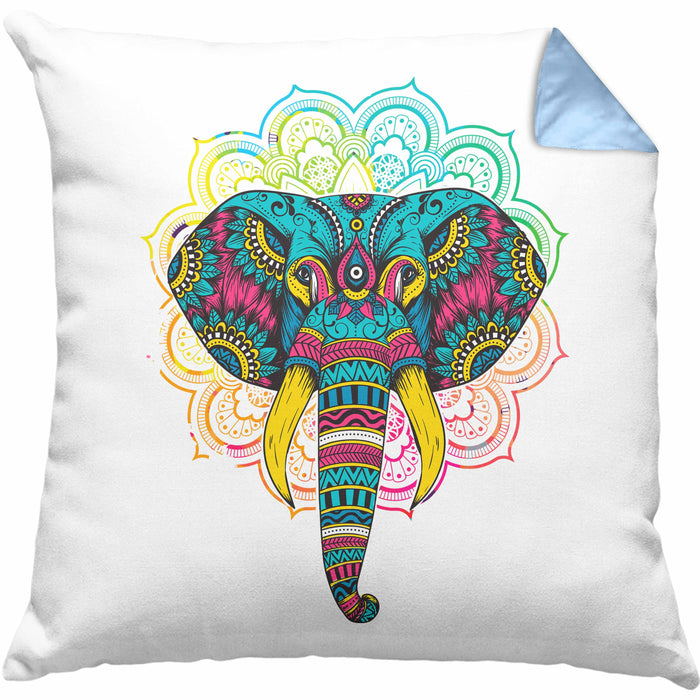 Elefant Kissen mit Füllung 40x40 Geschenk Für Elefanten-Liebhaber Geschenkidee Mandala Bunt (Grau) Blau Trendation