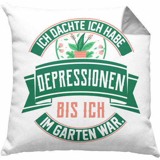 Gärtner Geschenk Kissen mit Füllung 40x40 Spruch Ich Dachte Ich Habe Depressionen Bis Ich Im Garten War Geschenkidee Hobbygärtner (Grau) Grau Trendation