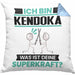 Kendoka Kissen mit Füllung 40x40 Geschenk für Kendoka Geburtstag Lustiger Spruch Was Ist Deine Superkraft (Grau) Blau Trendation