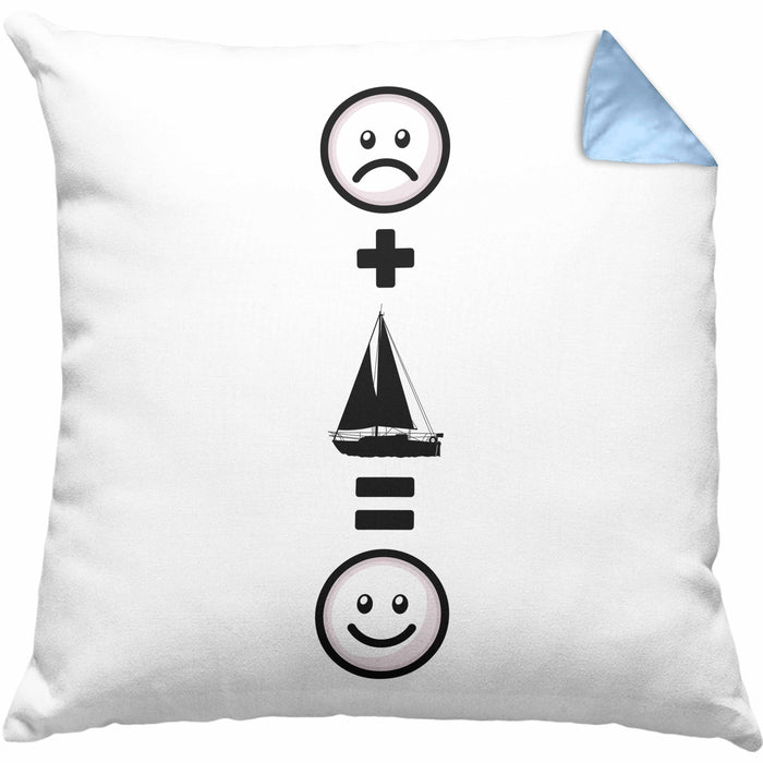 Segeln Kissen mit Füllung 40x40 Geschenk für Segler Windsegeln Boot :( + Segeln = :) Lustige Geschenkidee Geburtstag (Grau) Blau Trendation