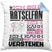Rätselfan Geschenk Kaffee-Kissen mit Füllung 40x40 Geschenkidee für Rätselfan Ich Bin Rätselfan Ich Kann Es Dir Erklären Jedoch Nicht Für Dich Verstehen Spruch Lustig (Grau) Blau Trendation