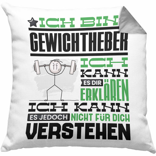Gewichtheber Geschenk Kaffee-Kissen mit Füllung 40x40 Geschenkidee für Gewichtheber Ich Bin Gewichtheber Ich Kann Es Dir Erklären Jedoch Nicht Für Dich Verstehen Spruch Lustig (Grau) Grau Trendation