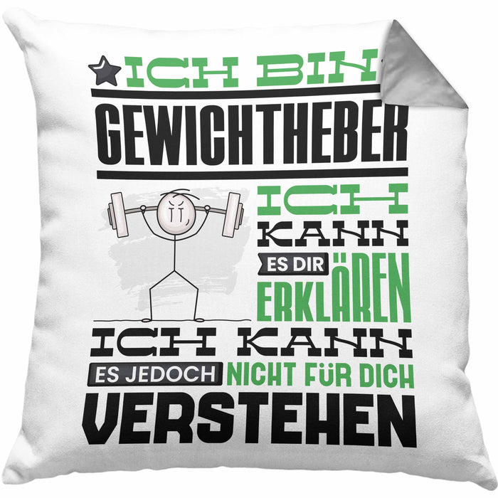 Gewichtheber Geschenk Kaffee-Kissen mit Füllung 40x40 Geschenkidee für Gewichtheber Ich Bin Gewichtheber Ich Kann Es Dir Erklären Jedoch Nicht Für Dich Verstehen Spruch Lustig (Grau) Grau Trendation