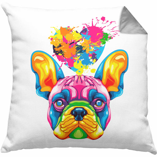 Französische Bulldogge Herz Farbe Besitzer Kissen mit Füllung 40x40 Geschenk Lustiger Spruch Geschenkidee Französische Bulldogge Liebhaber (Grau) Grau Trendation