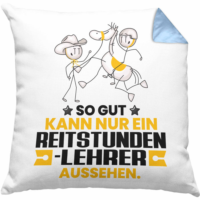 Reitstundenlehrer Geschenk Kissen mit Füllung 40x40 So Gut Kann Nur Ein Reitstundenlehrer Aussehen Geschenkidee (Grau) Blau Trendation
