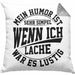 Lustige Kissen mit Füllung 40x40 mit Spruch Mein Humor Ist Simpel Wenn Ich Lache War Es Lustig Geschenk Arbeits-Kollege Geschenkidee Gag Joke (Grau) Grau Trendation