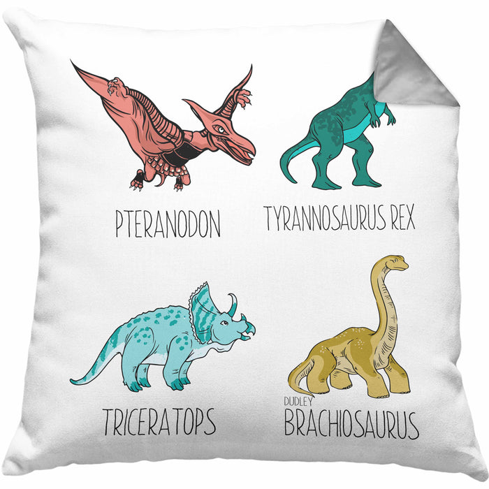 Arten Von Dinosauriern Kissen mit Füllung 40x40 Geschenk Für Jungs Dinos T-Rex Jungen Mädchen Dinos Tyrannosaurus (Grau) Grau Trendation