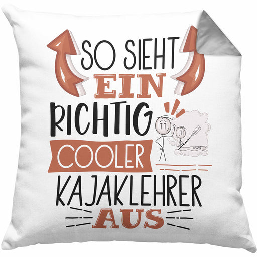So Sieht Ein Richtig Cooler Kajaklehrer Aus Kissen mit Füllung 40x40 Geschenk für Kajaklehrer Geburtstag Geschenkdiee (Grau) Grau Trendation