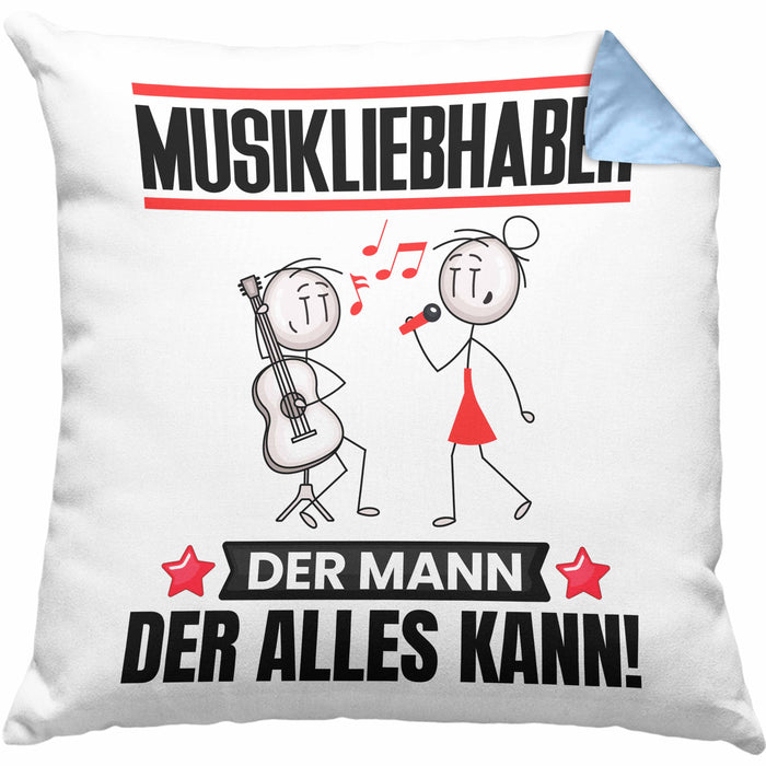 Musikliebhaber Kissen mit Füllung 40x40 Geschenk für Musikliebhaber Der Mann Der Alles Kann Geschenkidee zum Geburtstag (Grau) Blau Trendation