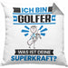 Golfer Kissen mit Füllung 40x40 Geschenk für Golfer Geburtstag Lustiger Spruch Was Ist Deine Superkraft (Grau) Grau Trendation