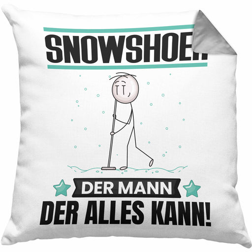 Snowshoer Kissen mit Füllung 40x40 Geschenk für Snowshoer Der Mann Der Alles Kann Geschenkidee zum Geburtstag (Grau) Grau Trendation