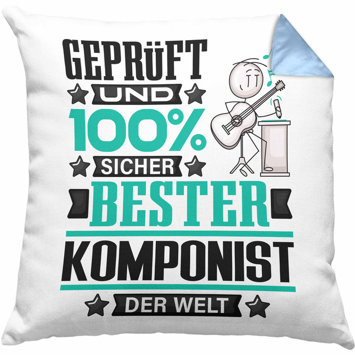 Komponist Geschenk Lustiger Spruch für Komponist Geschenkidee Bester Komponist Der WeltKissen mit Füllung 40x40 (Grau) Blau Trendation