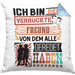 Freund Kissen mit Füllung 40x40 Geschenk Spruch Lustig Geschenkidee für Freund Geburtstag Ich Bin Der Verrückte Freund Beste Freund (Grau) Blau Trendation