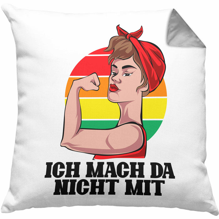 Lustige Feministen Kissen mit Füllung 40x40 Geschenk für starke Frauen Frauenpower Feminismus (Grau) Grau Trendation