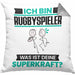 Rugbyspieler Kissen mit Füllung 40x40 Geschenk für Rugbyspieler Geburtstag Lustiger Spruch Was Ist Deine Superkraft (Grau) Grau Trendation