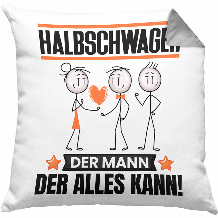 Halbschwager Kissen mit Füllung 40x40 Geschenk für Halbschwager Der Mann Der Alles Kann Geschenkidee zum Geburtstag (Grau) Grau Trendation