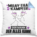 Muay-Thai-Kämpfer Kissen mit Füllung 40x40 Geschenk für Muay-Thai-Kämpfer Der Mann Der Alles Kann Geschenkidee zum Geburtstag (Grau) Blau Trendation