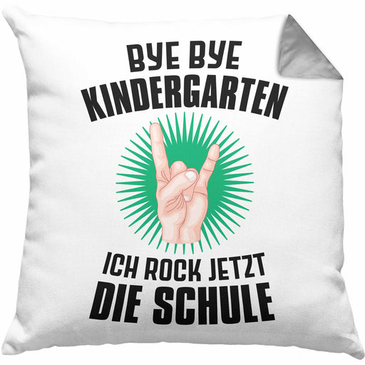 Einschulung Junge Rocke Jetzt Die Schule Geschenk für Schultüte Füllung Kissen mit Füllung 40x40 Schulstart 1. Schultag Schuleinführung Schulanfang Geschenkidee Schulkind 2024 (Grau) Grau Trendation