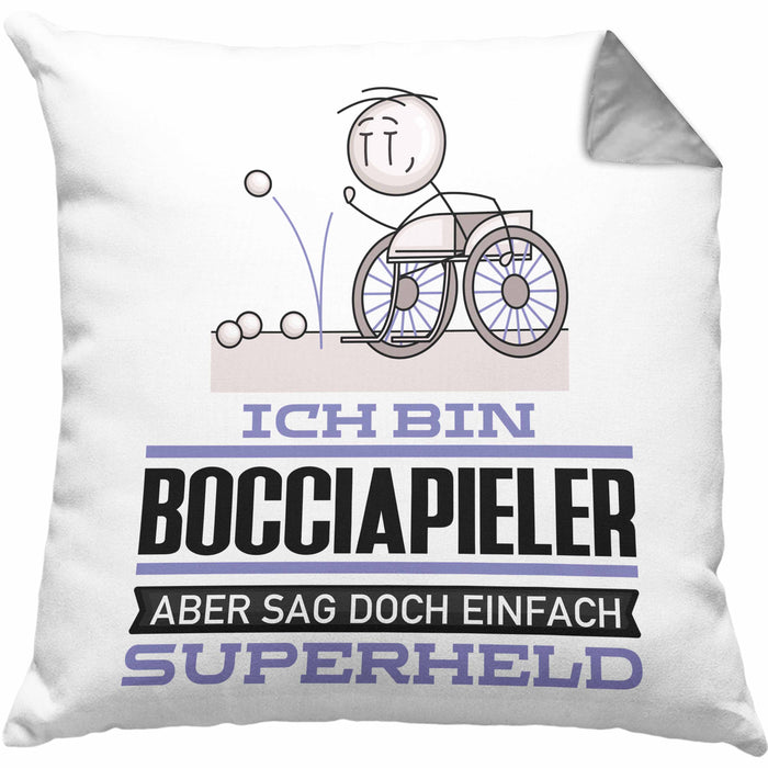 Bocciapieler Geschenk Kissen mit Füllung 40x40 Ich Bin Bocciapieler Aber Sag Doch Einfach Superheld Lustige Geschenkdiee für Bocciapieler (Grau) Grau Trendation