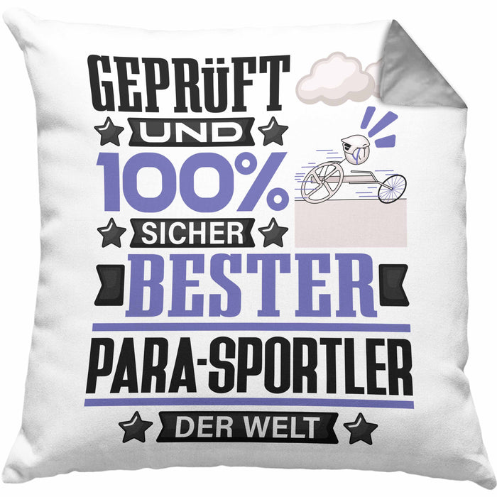 Para-Sportler Geschenk Lustiger Spruch für Para-Sportler Geschenkidee Bester Para-Sportler Der WeltKissen mit Füllung 40x40 (Grau) Grau Trendation