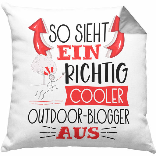 So Sieht Ein Richtig Cooler Outdoor-Blogger Aus Kissen mit Füllung 40x40 Geschenk für Outdoor-Blogger Geburtstag Geschenkdiee (Grau) Grau Trendation