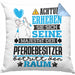 Pferdebesitzer Geschenk Kissen mit Füllung 40x40 Lustiger Spruch Erheben Sie Sich Der Pferdebesitzer Betritt den Raum (Grau) Blau Trendation