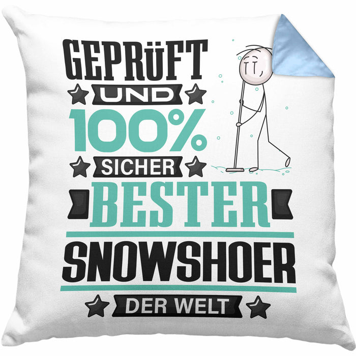 Snowshoer Geschenk Lustiger Spruch für Snowshoer Geschenkidee Bester Snowshoer Der WeltKissen mit Füllung 40x40 (Grau) Blau Trendation