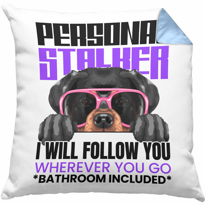 Rottweiler Besitzerin Kissen mit Füllung 40x40 Geschenk Lustiger Spruch Geschenkidee Personal Stalker (Grau) Blau Trendation