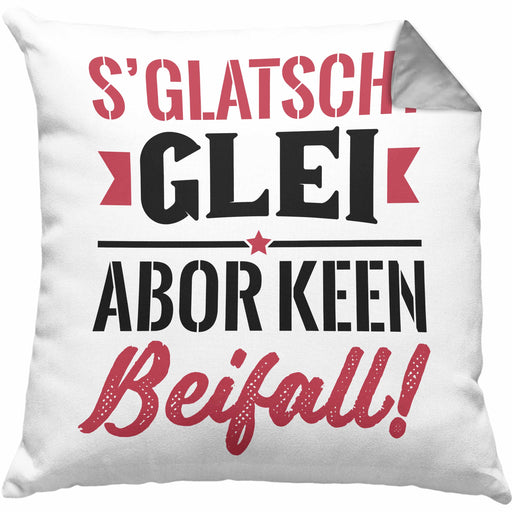 Sachsen Kissen mit Füllung 40x40 Sprüche "Es klatscht glei" Sächsisch Ossi Geschenk Kaffee-Kissen mit Füllung 40x40 (Grau) Grau Trendation