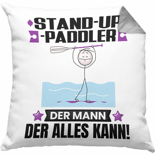 Stand-Up-Paddler Kissen mit Füllung 40x40 Geschenk für Stand-Up-Paddler Der Mann Der Alles Kann Geschenkidee zum Geburtstag (Grau) Grau Trendation