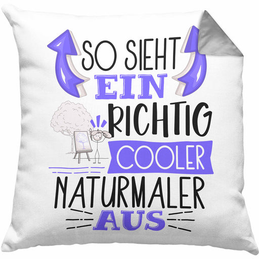 So Sieht Ein Richtig Cooler Naturmaler Aus Kissen mit Füllung 40x40 Geschenk für Naturmaler Geburtstag Geschenkdiee (Grau) Grau Trendation