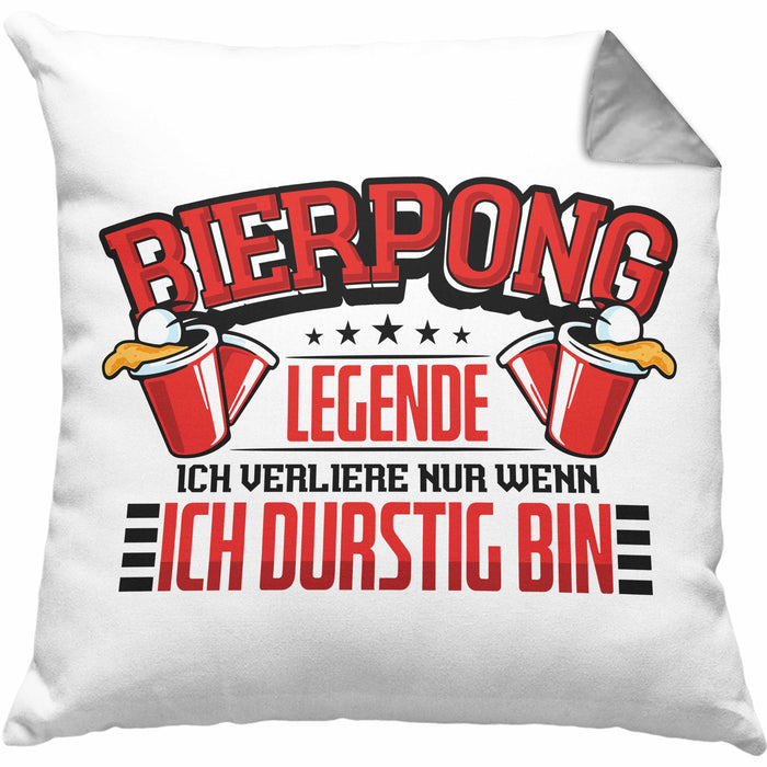Bierpong Kissen mit Füllung 40x40 Geschenk Beerpong Spruch Geschenkidee (Grau) Grau Trendation