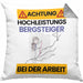 Bergsteiger Kissen mit Füllung 40x40 Geschenk Lustiger Spruch Geschenkidee für Bergsteiger Achtung Hochleistungs Bergsteiger Bei Der Arbeit (Grau) Grau Trendation