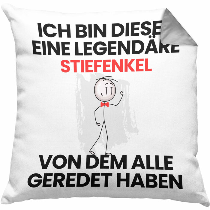Stiefenkel Geschenk Kissen mit Füllung 40x40 Lustige Geschenkidee Geburtstag für Stiefenkel Ich Bin Dieser Legendäre Stiefenkel Von Dem Alle Geredet Haben (Grau) Grau Trendation