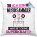 Musiksammler Kissen mit Füllung 40x40 Geschenk für Musiksammler Geburtstag Lustiger Spruch Was Ist Deine Superkraft (Grau) Blau Trendation