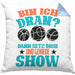 Boule Kissen mit Füllung 40x40 "Bin Ich Dran Dann Setz Dich Hin Und Genieße Die Show" Geschenk für Boule-Fans mit Spruch (Grau) Blau Trendation