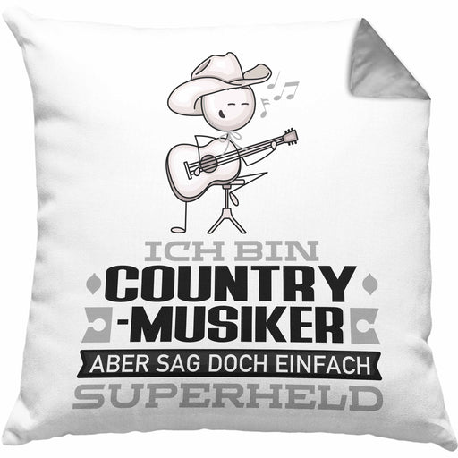 Country-Musiker Geschenk Kissen mit Füllung 40x40 Ich Bin Country-Musiker Aber Sag Doch Einfach Superheld Lustige Geschenkdiee für Country-Musiker (Grau) Grau Trendation