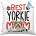 Yorkie Mom Besitzerin Kissen mit Füllung 40x40 Geschenk Lustiger Spruch Geschenkidee Besitzerin Yorkie Mama (Grau) Blau Trendation