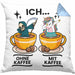 Lustige "Ich Ohne Kaffee Ich Mit Kaffee" Geschenk für KaffeeliebhaberKissen mit Füllung 40x40 (Grau) Blau Trendation