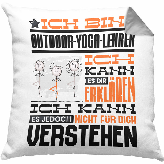 Outdoor-Yoga-Lehrer Geschenk Kaffee-Kissen mit Füllung 40x40 Geschenkidee für Outdoor-Yoga-Lehrer Ich Bin Outdoor-Yoga-Lehrer Ich Kann Es Dir Erklären Jedoch Nicht Für Dich Verstehen Spruch Lustig (Grau) Grau Trendation